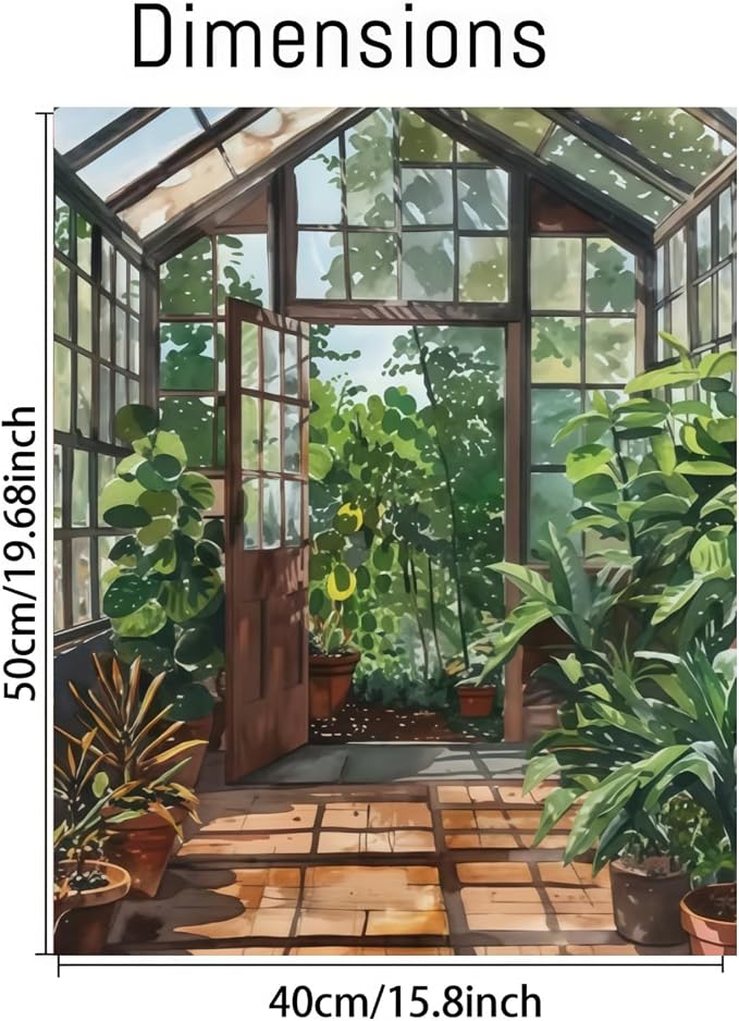 Greenhouse Art Paint by Numbers for Adults Beginner, Garden Plants Paint by Number Kits on Canvas, Botanical Floral Art DIY Oil Painting Watercolor Color by Numbers for Home Wall Decor 16X20inch
