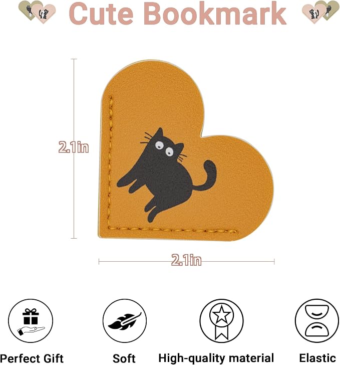 Yuoyar 8 Packs Leather Heart Book Marks for Reading Women - Cute Bookmarks for Book Lovers - Unique Gifts for Women (Cat) | Cute