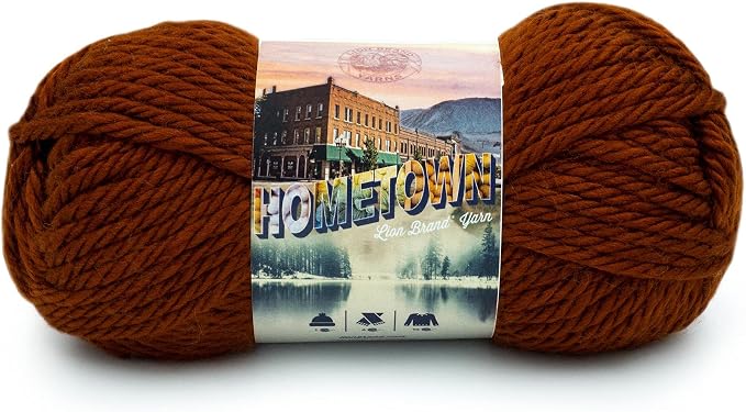 Lion Brand Yarn Hometown Yarn, Bulky Yarn, Yarn for Knitting and Crocheting, 1-Pack, Stowe Sugar Maple | Super Bulky Acrylic Fiber for Warm Crochet Blankets, Knit Winter Hats, Chunky Cardigans, Soft Scarves, Weaving