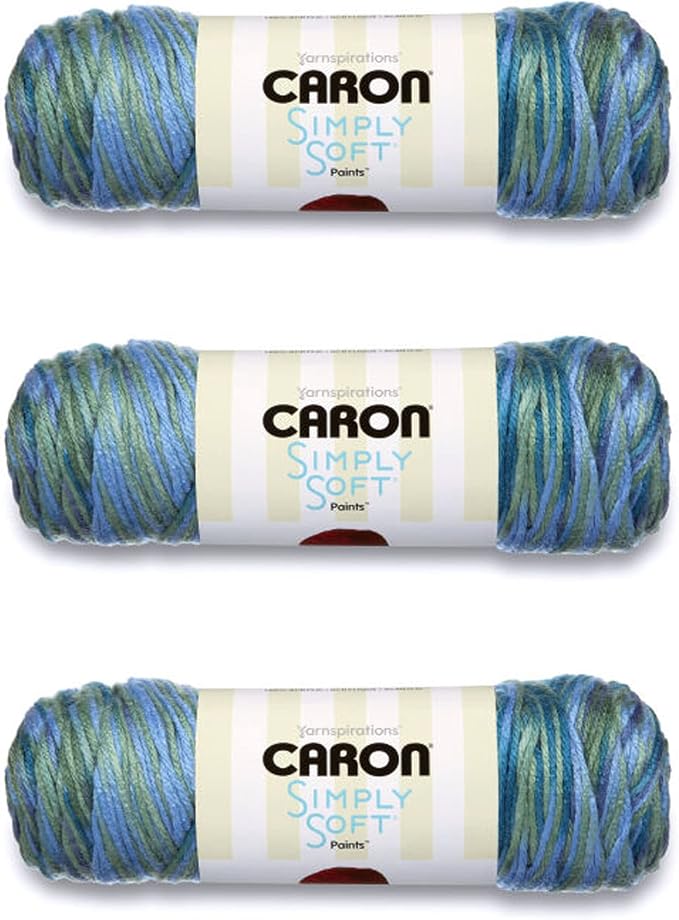 Caron Simply Soft Paints Yarn for Crocheting, Spring Brook, 3-Pack