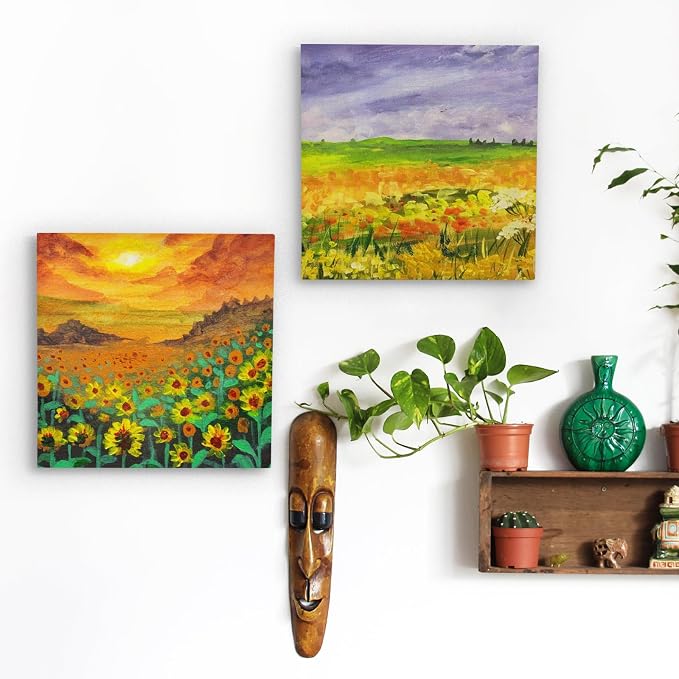 Falling in Art 4 Pack 14x14’’ Unfinished Birch Wood Panels Kit for Painting | Studio 3/4’’ Deep Wooden Canvas, Cradle Boards for Acrylic Pouring, Art, Crafts, Epoxy Resin, Laser Engraving Cutting