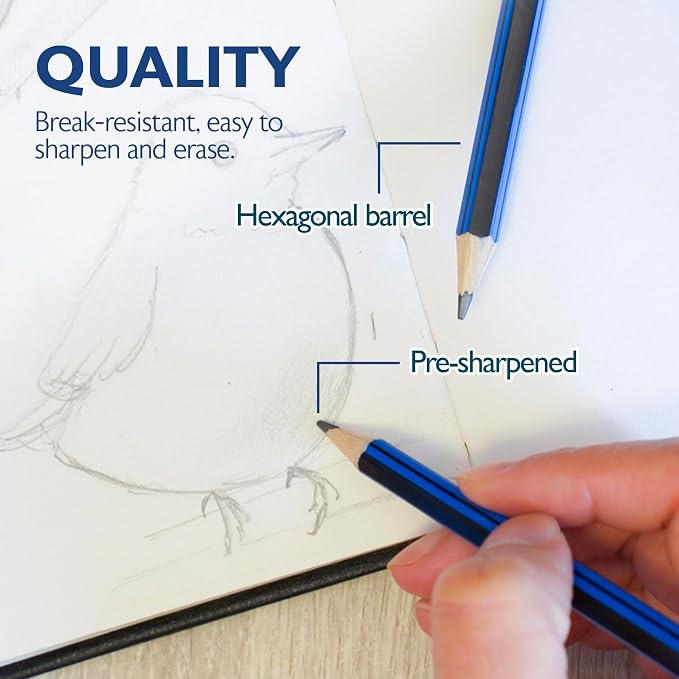 BAZIC PRODUCTS Drawing Sketching Pencils, 8B to HB Graphite, 6 Count | graphite grades 8B to HB, full tonal range, shading, blending, line work, fine art