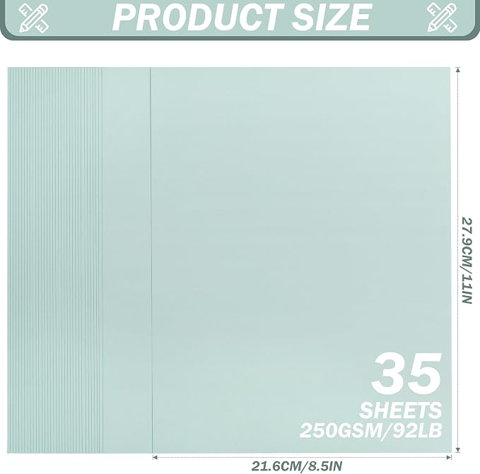 35 Sheets Aqua Blue Cardstock 8.5 x 11 Inch Boho Paper