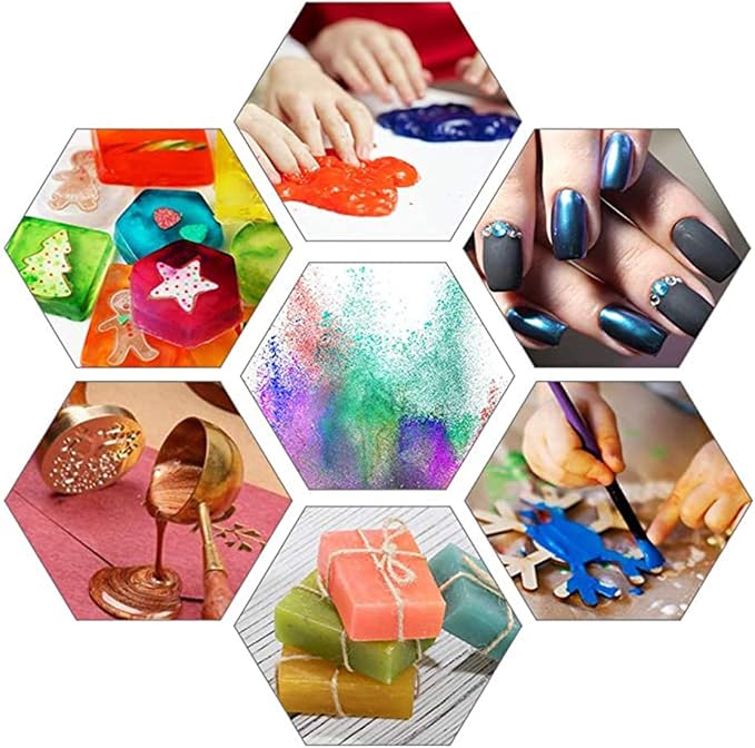 Mica Powder - 20 Colors 10g/0.35oz - Pearlescent Color Pigment - Epoxy Resin Pigment Powder for Slime, Nail Polish, Adhesive Pigments, Soap Making, Paint, Gift for Christmas New Year