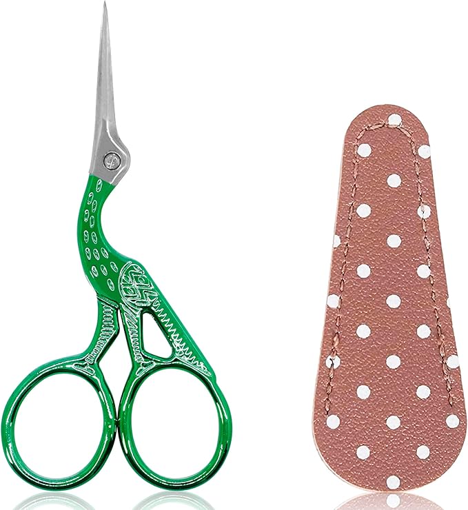BIHRTC 3.6" Small Crafting Shears with Leather Case for Embroidery | Multi-Purpose Scissors 3.6 Inch Compact Size for Knitting,Crochet,Cross Stitch,Sewing,Needlework,Threading,DIY
