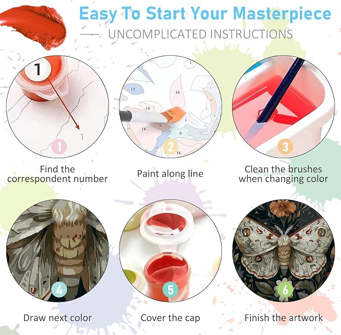 Paint by Numbers Kit for Adults, Butterfly DIY Acrylic Canvas Painting Set | 16x20 Inch, Number Painting Craft Kit for Adults, Perfect for Beginners, Home Wall Decor, Stress Relief Relaxing Hobby Gift
