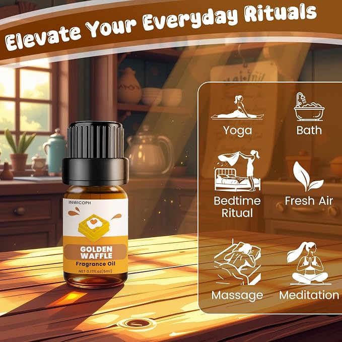 Bakery Essential Oils Set (10 × 5ml), INWICOPH Fragrance Oil for Soap & Candle Making - Pumpkin Pie, Golden Waffle, Hazelnut, Eggnog Cake Aromatherapy Scented Oils