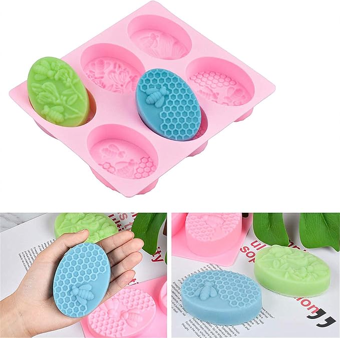 2Pcs Bee Silicone Soap Molds Honeycomb Molds | for Chocolate, Jelly,Candy Making