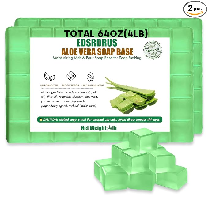 EDSRDRUS 4lb Scent Soap Base DIY Handmade with Aloe Vera & Coconut Oil, Moisturizing Melt and Pour Soap Base