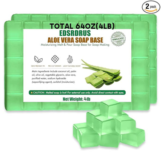 EDSRDRUS 4lb Scent Soap Base DIY Handmade with Aloe Vera & Coconut Oil, Moisturizing Melt and Pour Soap Base