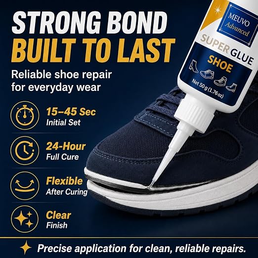 Meuvcol Shoe Glue,100g Super Glue for Shoe Heavy Duty, Clear Shoe Glue Sole Repair Kit, Waterproof Sneaker Glue for Rubber Soles, Boot, Leather, Heels, Tennis, Strong Boot Fix Glue, Insole Adhesive