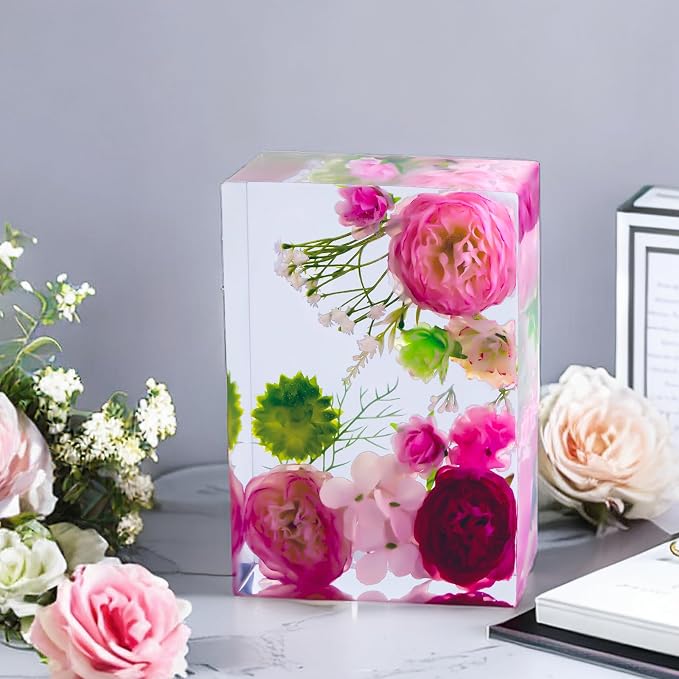 YOILES Resin Molds Silicone,Epoxy Resin Molds,Silicone Mold for Crafts | ﻿ Casting Craft Mold for Flower Preservation Bookends DIY Art(Rectangle)
