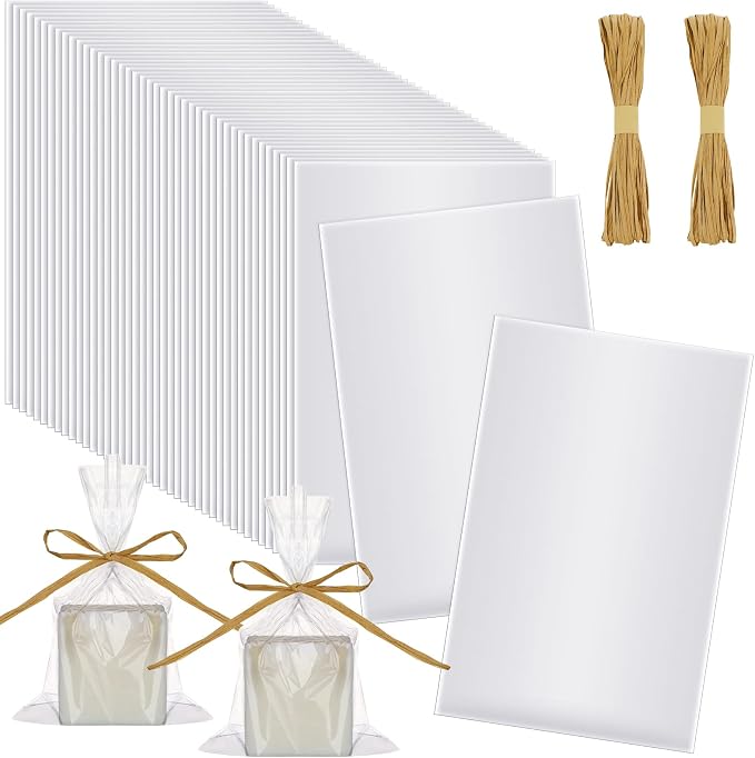 Tudomro 200 Pcs Clear Cellophane Soap Bags for Homemade Soap Candles, 5x8 | Clear Wrappers for Soap Bars Candles, Wedding Favor Treat Bags, Homemade Gifts Packaging, Small Business Supplies