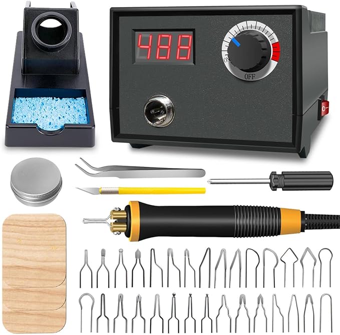 FIRElood Wood Burning Tool,Wood Burning kit Pen 25~750℃,Professional Wood Burning kit,with Digital Thermometer Temperature Adjustable Temperature,1 Wood Burning pens, 30 Wood Burning Pen Tips