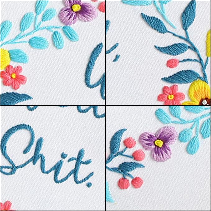 Louise Maelys Embroidery Kit for Beginners Floral Quote Wreath Craft | Includes Fabric, Embroidery Hoop, Threads, Guide. Create Fun Designs with Cross Stitch Kits. Explore Needlepoint Kit Projects