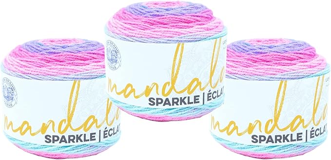 (3 Pack) Lion Brand Yarn Mandala Sparkle Yarn, Draco