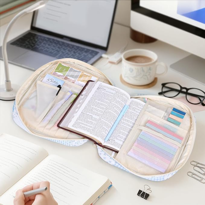 XKDOUS Bible Cover Case for Women Bible Bag Journaling Kit w/Study Supplies