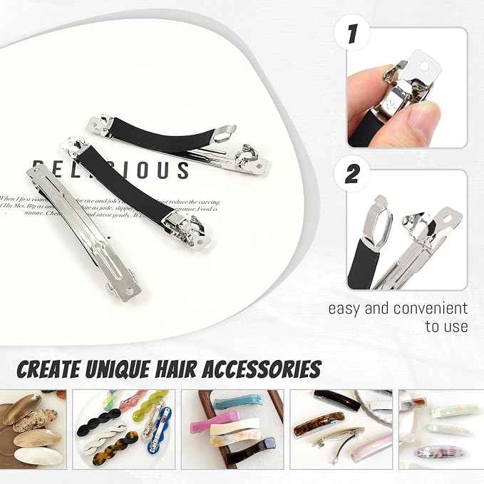 Dizila 20 Pieces 10cm/4" Big Plain Blank DIY Craft Project Silver Metal French Hair Barrettes with Strong Hold Snap Hair Clips Accessories for Women Girls Teens