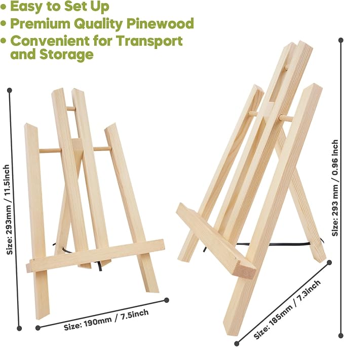 CONDA 6 Pack 11.8" Tabletop Easel, Portable A-Frame Tripod Tabletop Easel Set for Painting Party & Displaying Canvases, Photos, Display Tripod Holder Stand for Students Kids Beginners