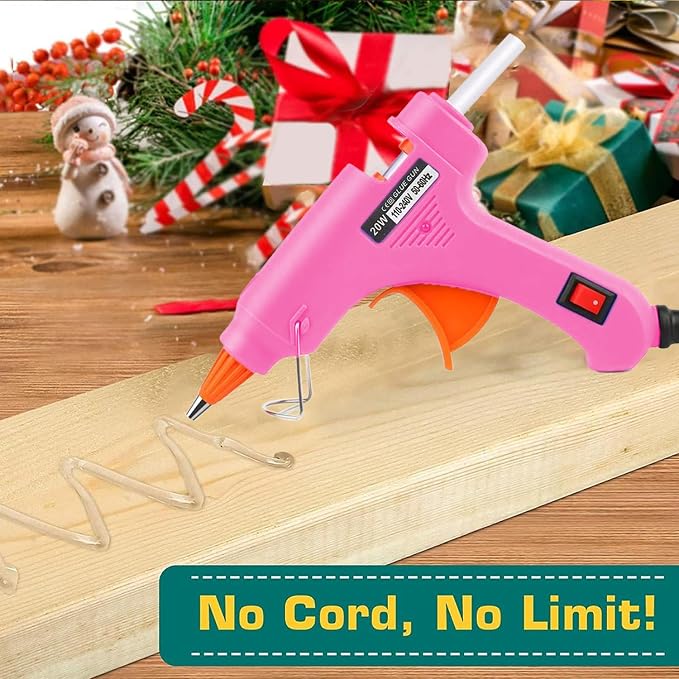 Mini Hot Glue Gun Kit with 10 Sticks 20W Fast Heating Craft Tool - | Quick Melt Set for DIY Art, Home Repair & School Projects. Lightweight, Easy Use. (Pink)