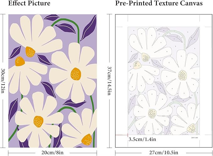 Fountor 6 Pack Paint by Numbers Kit for Adults Beginner Flowers 8x12 Inch | Without Frame Canvas, DIY Acrylic Painting by Numbers Easy Flower, Stress Relief Craft Kits, For Home Decor Gift