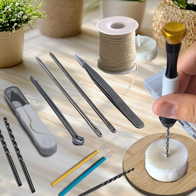 Candle Making Tools for Punching Holes and Inserting Wicks, Candle Making Kit for Adult Beginners Including Wick Needle with Hook and Large Eye, Perfect to Silicone Molds with No Holes for Wicks
