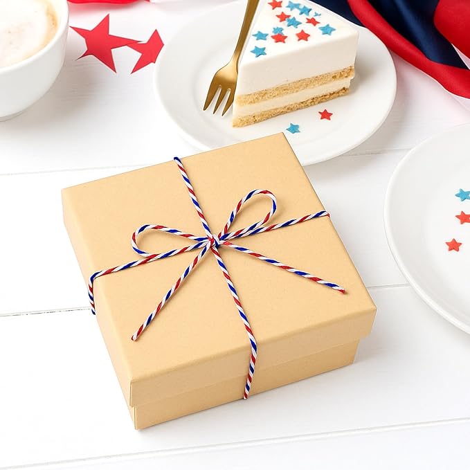 jijAcraft Red White and Blue String, 2MM Cotton Twine, 328Ft Bakers Twine, Wrapping String, Decoration Cotton Strings for 4th of July, Memorial Day, Veteran's Day