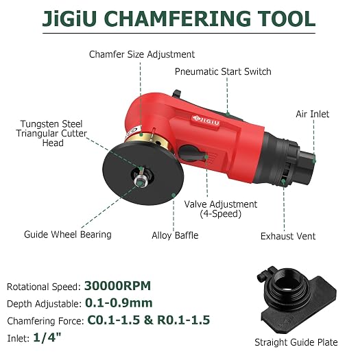Upgraded Pneumatic Chamfer Tool with Straight Guide Plate Save Guide Wheels