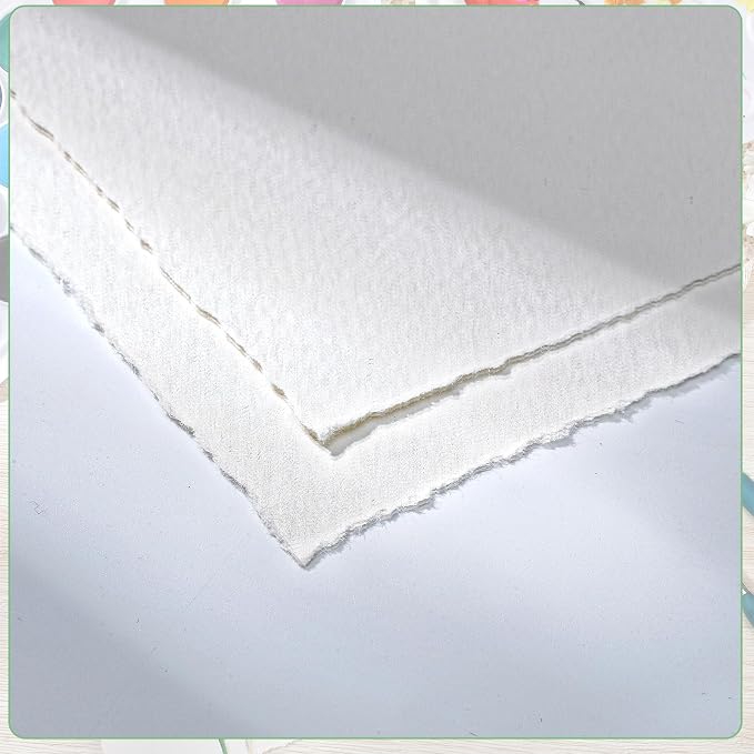 50 Sheets Deckled Edge Paper 4 x 6 in, 160 GSM Handmade Paper