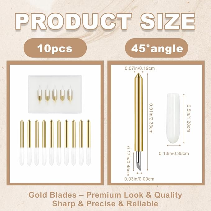 10-Pack Fine Point Blades for Cricut Maker & Explore | Durable carbide steel blades for precise cuts on vinyl & cardstock. Fits Maker & Explore series for custom DIY crafts