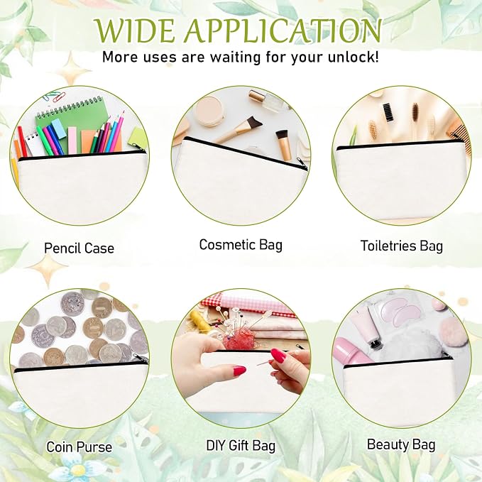 Legigo Blank Canvas Bags Zipper Pouch Makeup Bags Pencil Pouch Bulk | Multi-Purpose, Sturdy Canvas Pouch with Zipper, Cosmetic Travel Toiletry Bag for DIY Crafts, Gifts & Storage, 8.3 x 5 Inch
