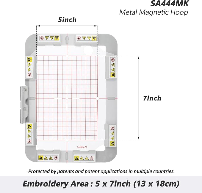 Sew Tech Magnetic Embroidery Hoop for Brother, 5x7in 130x180mm Bar SA444 | Fits PE900 SE2000 PE800 PE780D PE770 PE700 SE2100 SE1950 SE1900 NS1250E NS2850D Brother; Baby Lock Bloom Accord Ellure