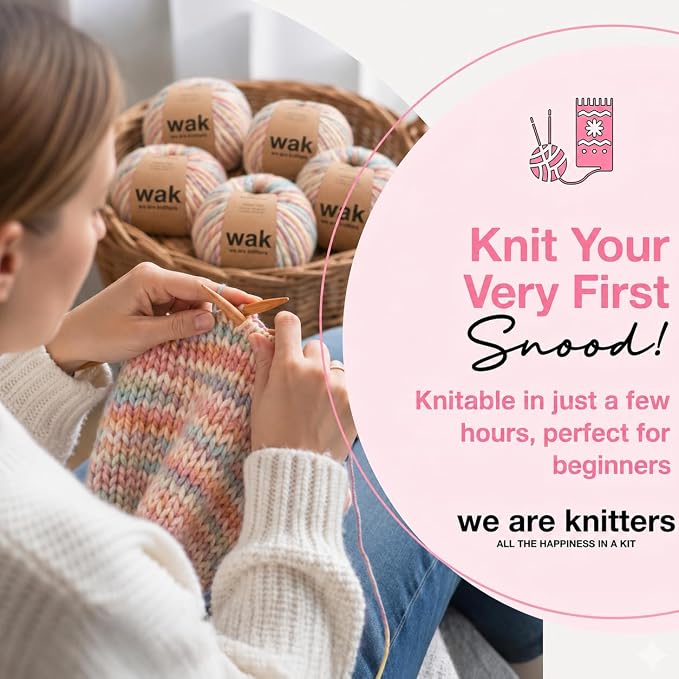 We Are Knitters Himba Snood Kit | Beginner Crochet Gift Kit | Easy Flat Knit Snood for Winter | Relaxing DIY Handmade Gift Set