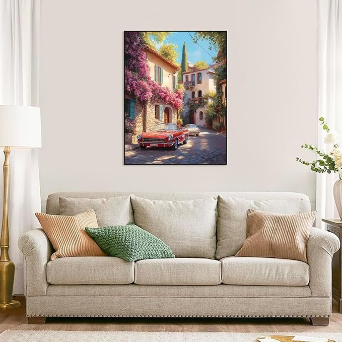 Accompany Wind Flowers Street Scenery Diamond Art Kits for Adults, 5D Landscape Diamond Painting Kits for Beginners,DIY Round Full Drill Diamonds Gem Art Crafts for Home Wall Decor Gifts 12x16 Inch