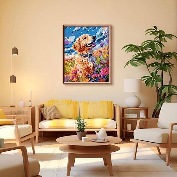QUITEDEW Paint by Number Kit for Adults Dog,DIY Wall Decor 16x20 Iinch | QUITEDEW Dog Paint by Number Kit for Adults,Paint-by-Number Kits,DIY Colorful Art Painting for Home Wall Decor(Animal)
