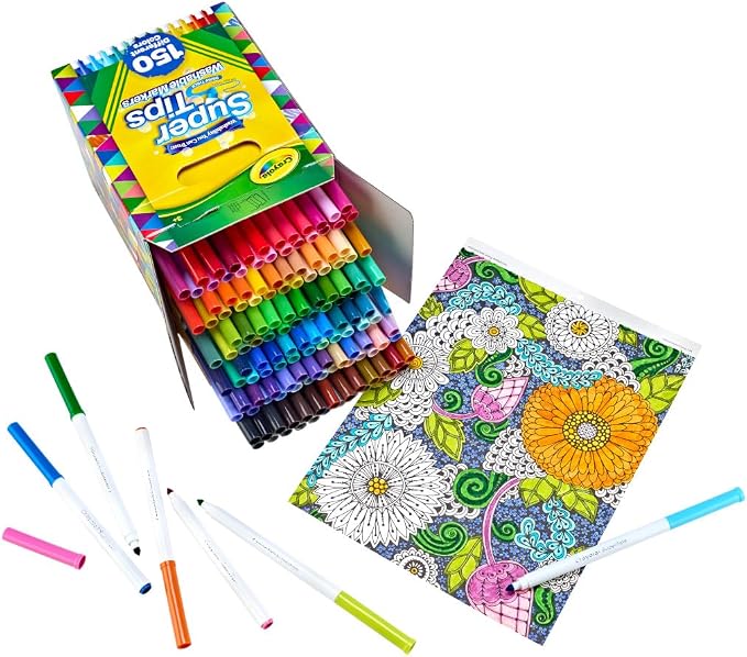 Crayola Super Tips Marker Set (150ct), Teacher Classroom Must Haves, Homeschool Supplies, 2-in-1 Fine Point & Broad Line Markers for Kids, 3+ | Teacher Classroom Must Haves, Homeschool Supplies, 2-in-1 Fine Point & Broad Line Markers for Kids, 3+