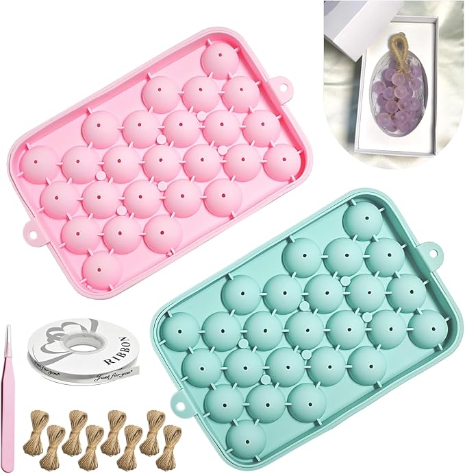 DIY Soap Making Kit, 2 Pack Grape Soaps Silicone Molds with Jute Rope