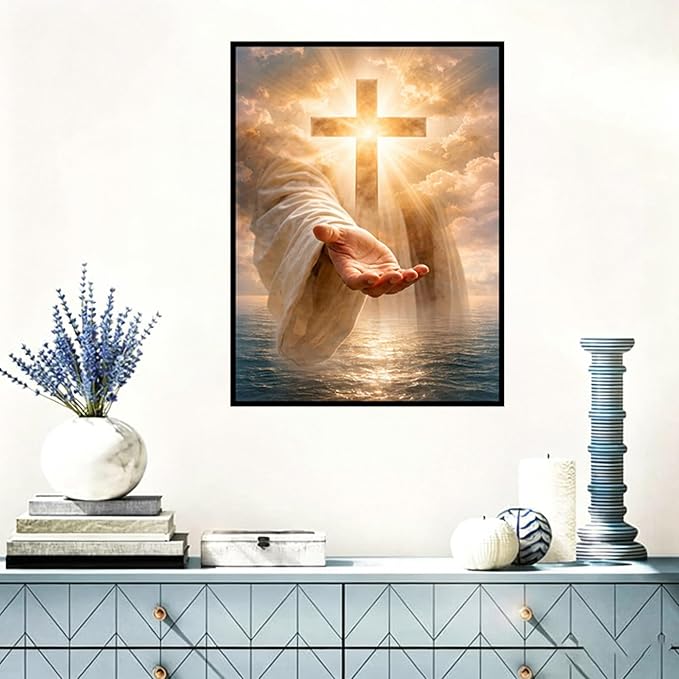 Benjenes Jesus Diamond Art Kits for Adults, Cross Diamond Painting