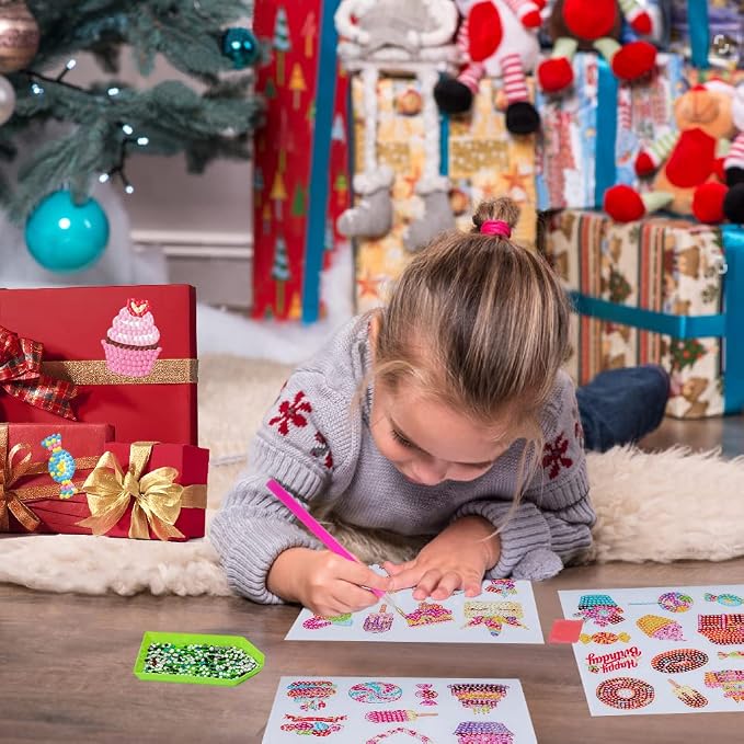 Labeol Diamond Art Kits for Kids Boys and Girls Ages 6-8-10-12 Easy to DIY Creative Diamond Art Sticker Craft by Numbers Kits for Kids and Adult Beginners (Sweet)