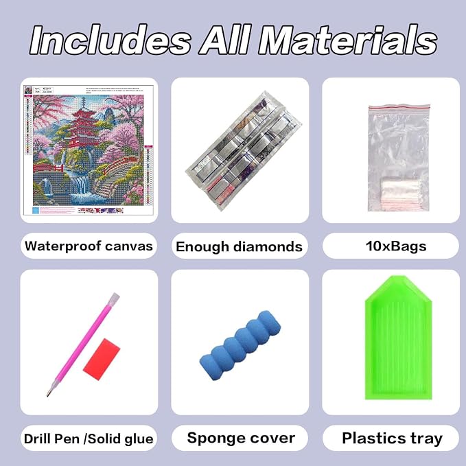 HHMATITS Cherry Blossom Diamond Art Kits for Adults 14X14IN