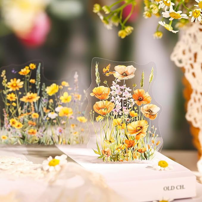 160 Pcs Wildflower Stickers, Waterproof Botanical Stickers for Scrapbooking Junk Journal Notebook Planner Card Making Collage Envelope Phone Case Craft Projects