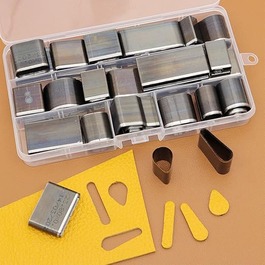 25 PCS Multi Shapes Leather Craft Punch Tool, 24 Shapes Leather Punch Tools with Perforated Matting, Leather Cutting Dies, Leather Hole Punch Tool Kit for DIY Leather Crafts