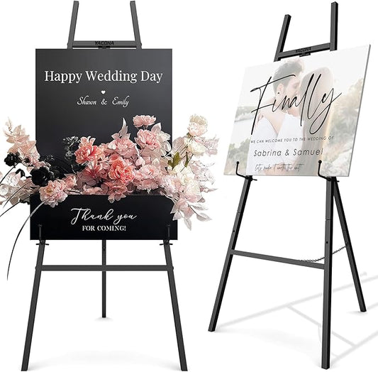 Easel Stand for Sign, Metal Display Easel with Adjustable Chain, Black