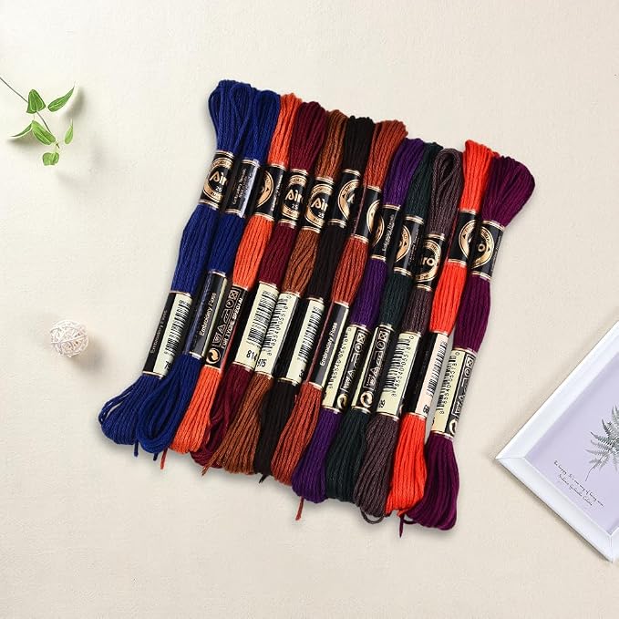 12 Skeins 6 Strands Hand Variegated Embroidery Floss Gradient Cross Stitch Thread Polyester Friendship Bracelet String Yarn Bracelets Threads Bulk for Sewing Knitting Craft Crochet Stitching