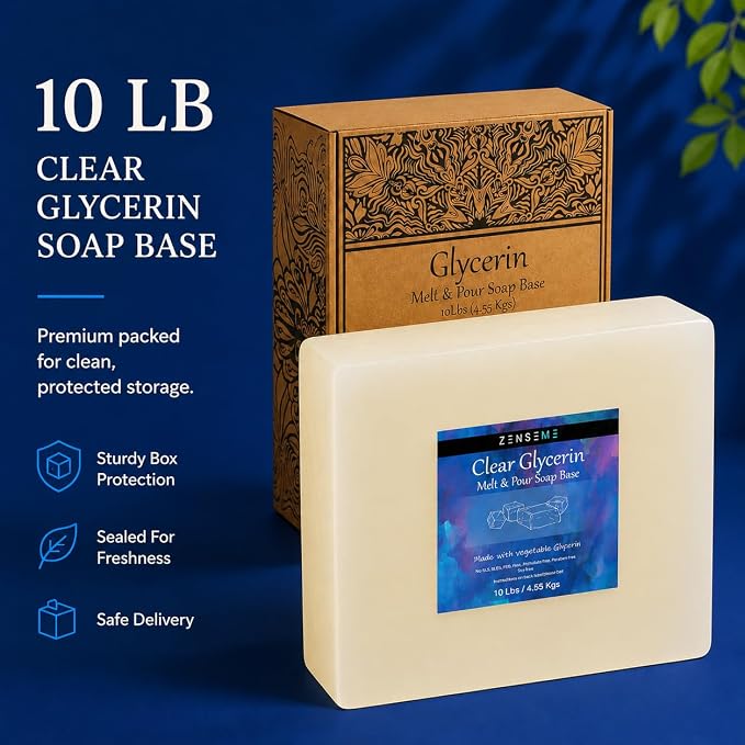 10 LBS Glycerin Soap Base, Melt and Pour Supplies Kit for Soap Making | SLS/SLES & PEG free | Gentle & Foamy Ingredients | Make Your Own Bulk For Adult Soapmaker - Easy to Cut