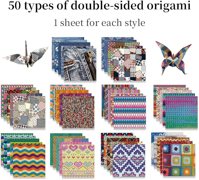 6x6" Origami Paper,50Sheets Double Sided Colored Paper,Square Craft Paper