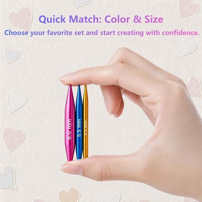 Froggod 3-Inch (8cm) Short Interchangeable Circular Knitting Needles Set