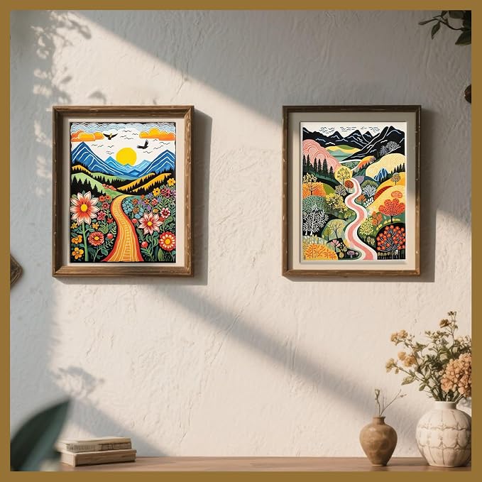 DOTSOPS 2 Pcs Landscape Diamond Art Painting Kits Round Full Drill | DIY Gem Art Paint by Diamonds for Adults,Beginner Home Wall Decoration Living Room Women Gifts (11.8 x 15.7 Inches)