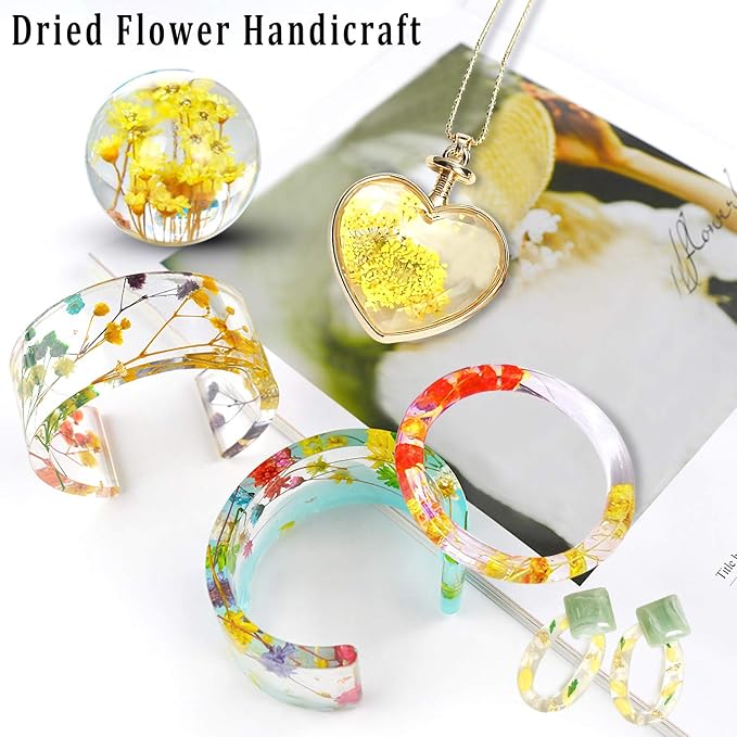 Augshy Dried Pressed Flowers - Real Natural Colorful Dry Flowers for Resin Jewelry Nail Art Craft DIY (Yellow)