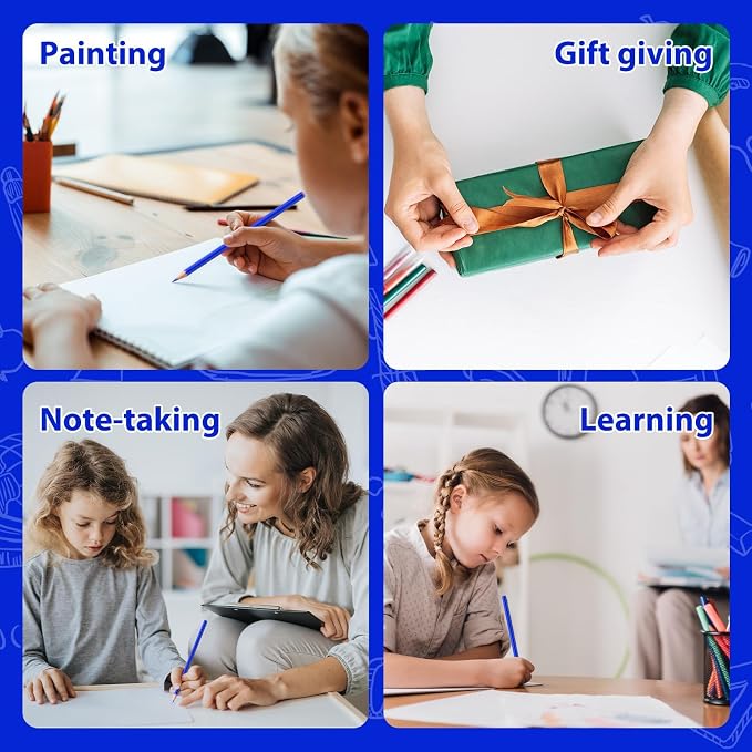 24 Pack Blue Colored Pencils for Kids, Pre-sharpened Art Pencils Back to School Supplies Set, Drawing Sketching Pencils for Students, Teachers, Classroom